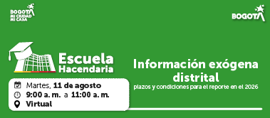imagen en fondo verde con invitación a jornada sobre información exógena agosto 11