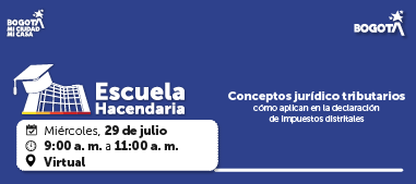 imagen en fondo azul con información sobre jornada virtual julio 29