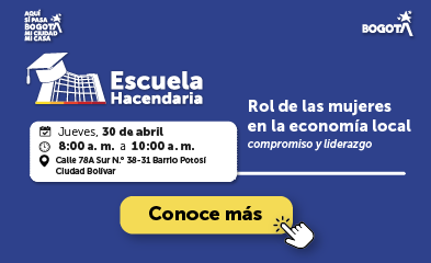 imagen en fondo azul con invitación a jornada sobre el rol de las mujeres en la economía local