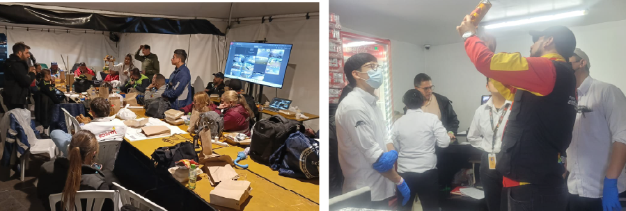 Funcionaros realizando actividades de control anticontrabando