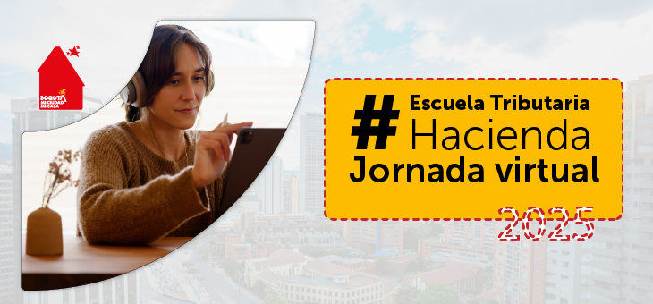 imagen de una mujer en fondo gris con información de jornada virtual