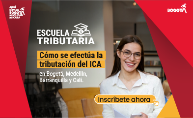 imagen de una mujer y textos sobre jornada de escuela tributaria 12 y 13 de diciembre