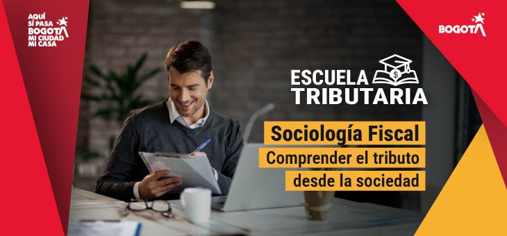 imagen de un hombre y texto de invitación a curso de sociología fiscal