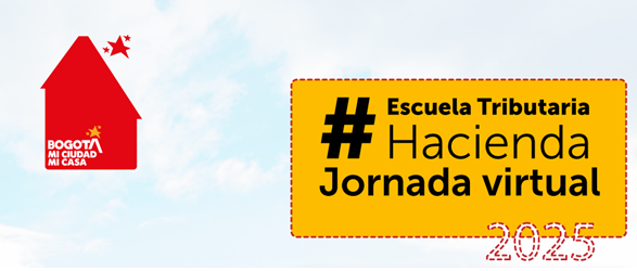 Imagen en fondo azul con letras negras y texto de escuela tributaria