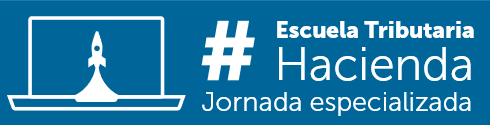 imagen en fondo azul con texto de Escuela tributaria