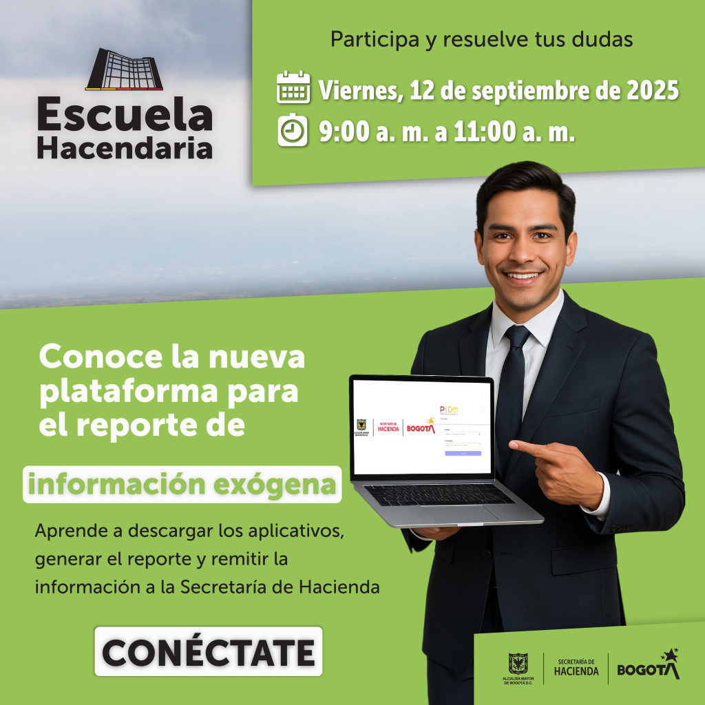 imagen de un hombre y textos con información para jornada virtual el 12 de septiembre sobre exógena