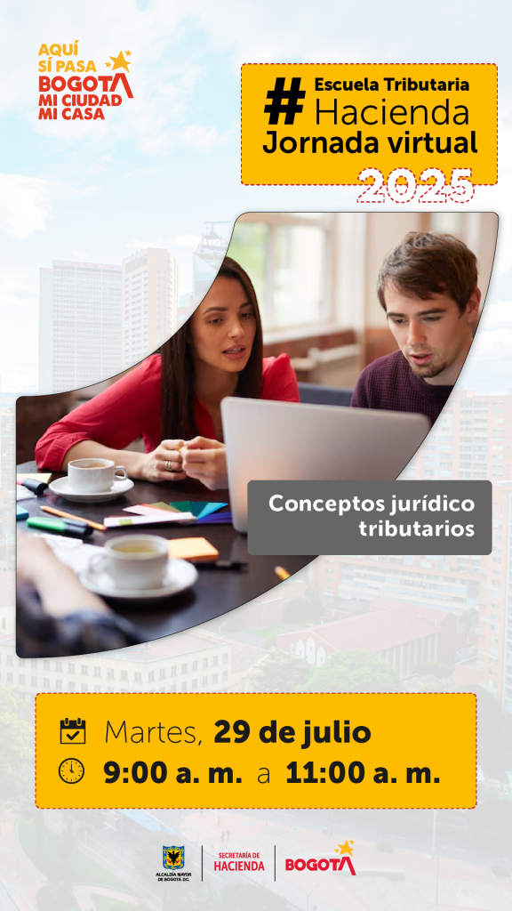imagen con información de jornada virtual sobre conceptos tributarios