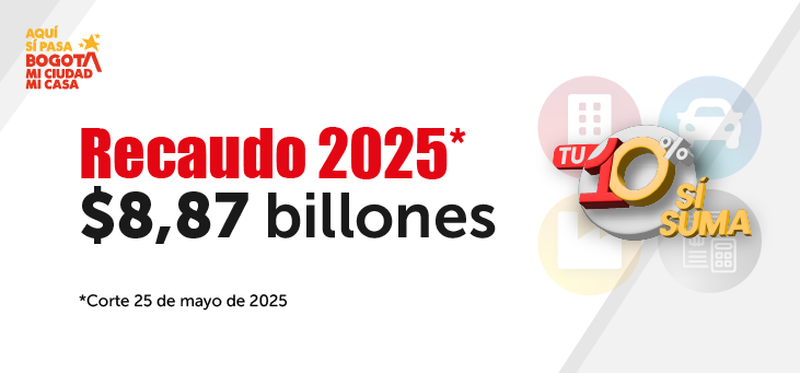 imagen con textos de recaudo al 25 de mayo 8.87 billones de pesos
