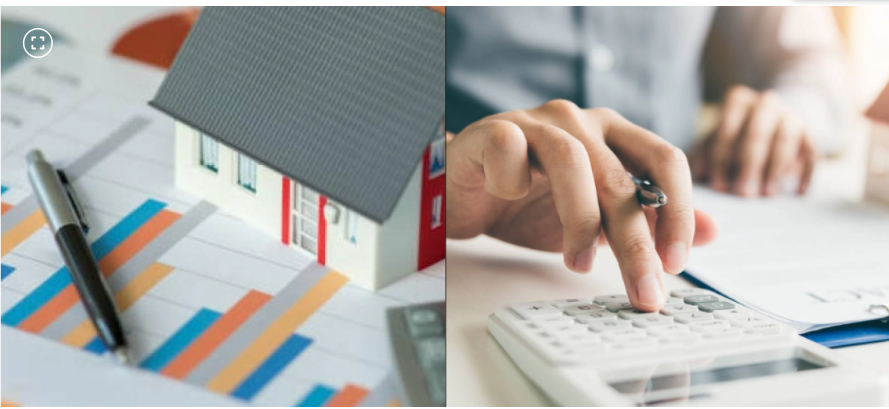 Imagen de casa y manos de mujer con esfero