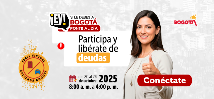 Imagen de invitación a la feria virtual para ponerse al día con Bogotá 