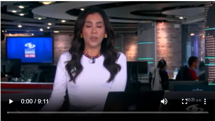 Imagen de la presentadora de las noticias caracol ahora