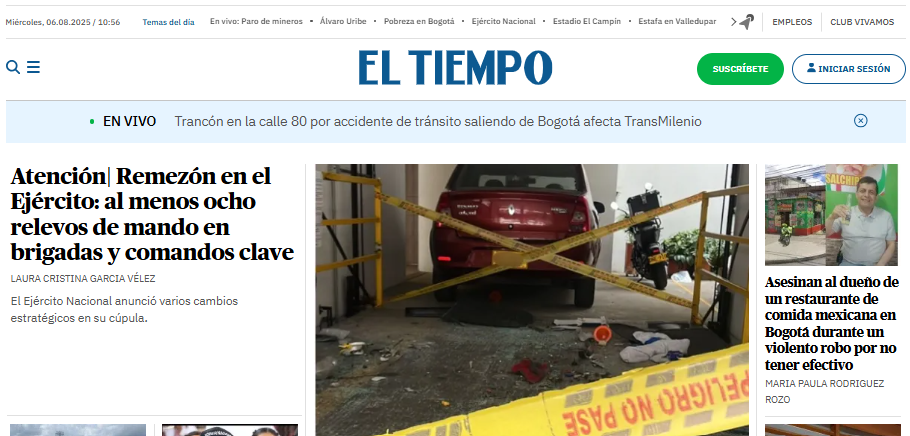 Imagen de la portada de El Tiempo