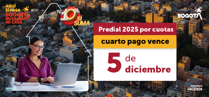 Imagen con anuncio del vencimiento de la cuarta y última cuota de predial