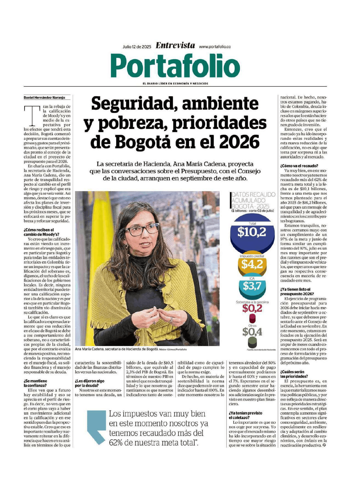 Imagen de la nota publicada en Portafolio