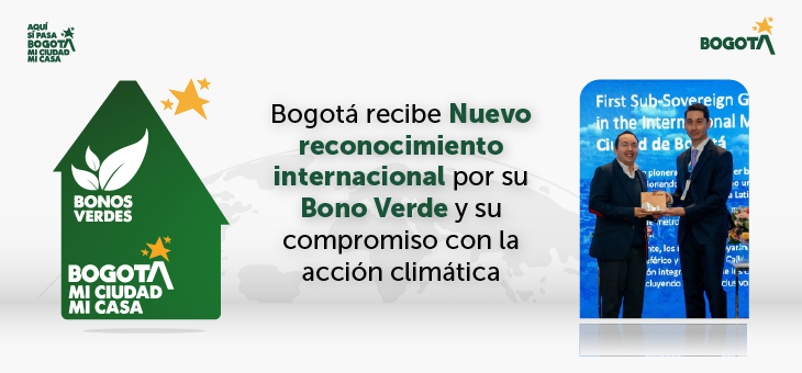 Imagen que anuncia premios por el bono verde emitido por Bogotá