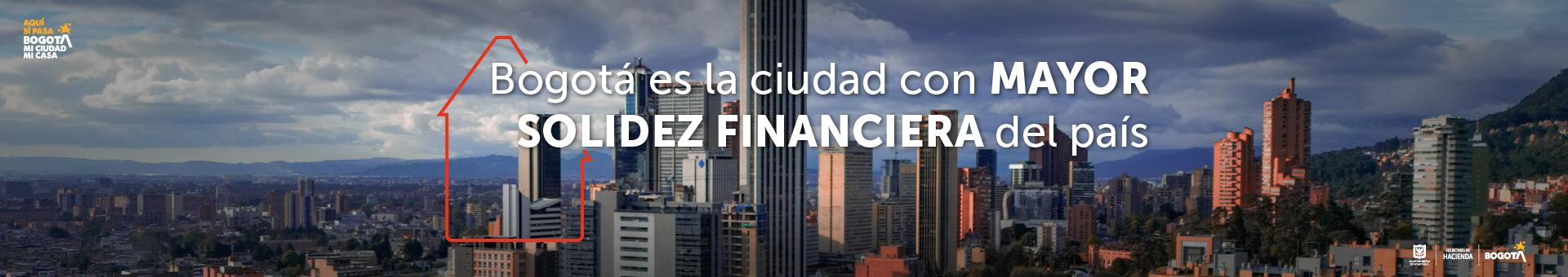 Foto panorámica de Bogotá con texto que informa que Bogotá mantiene la máxima calificación crediticia nacional