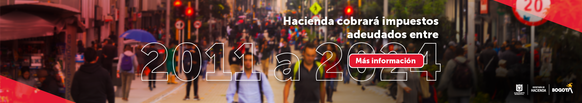 Imagen de la ciudad de Bogotá con texto que informa el contacto a deudores morosos