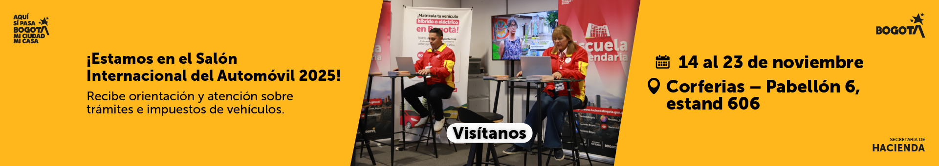 Invitación a asistir al stand de hacienda en la feria del automóvil