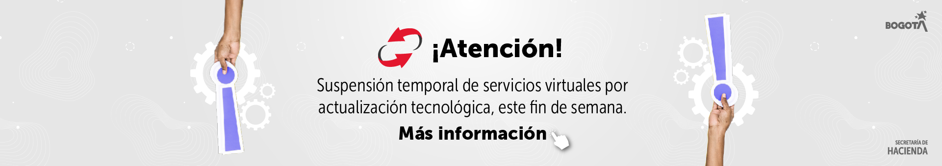 Imagen que anuncia indisponibilidad de algunos servicios por actualizaciones del sistema