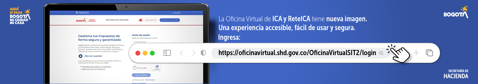 Imagen que muestra el cambio de imagen de la Oficina Virtual de ICA y ReteICA