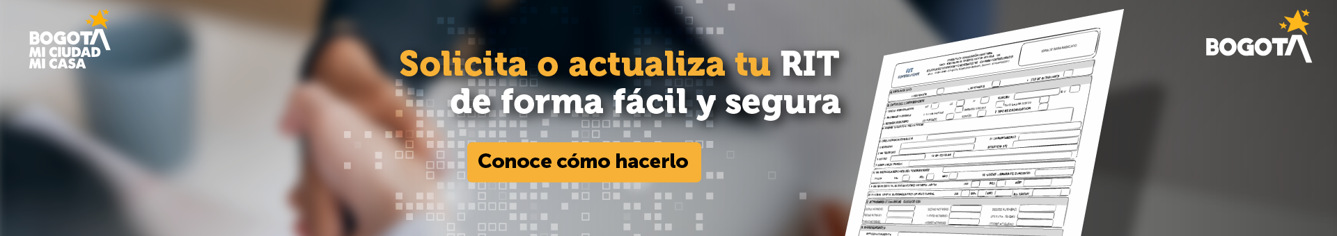 Invitación a solicitar o actualiza tu RIT de forma fácil y segura.