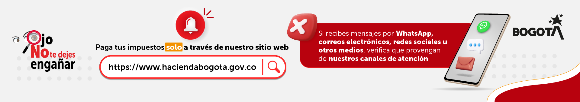 Invitación a consultar solamente canales oficiales de Hacienda