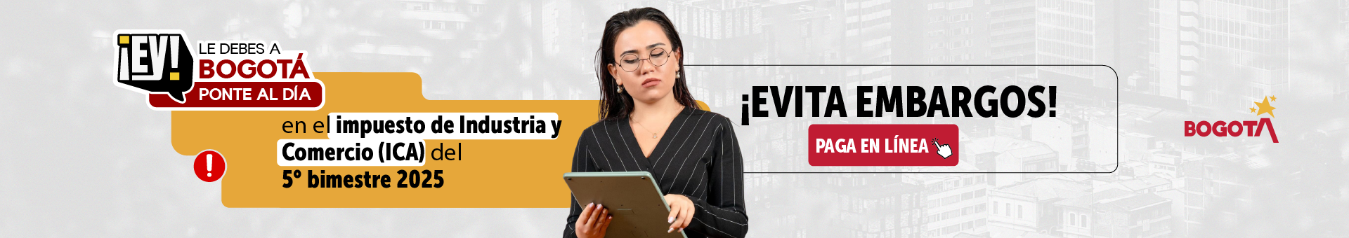 Imagen de llamado a la declaración y pago de ICA 5to bimestre