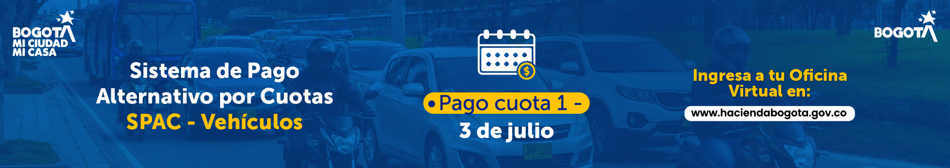 Imagen que invita al pago oportuno de la primera cuota del impuesto de vehículos