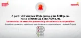 Alerta por suspensión temporal de los servicios
