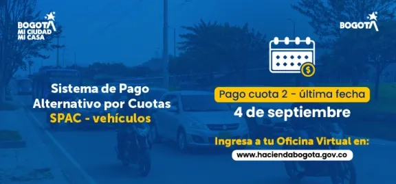 Invitación a pagar la segunda cuota del impuesto de vehículos.