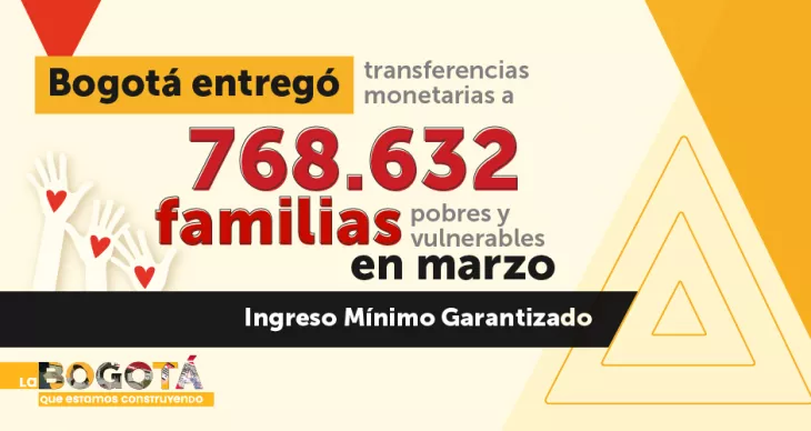 Bogotá ha entregado ayudas monetarias a 785.683 hogares pobres en el primer trimestre de 2022