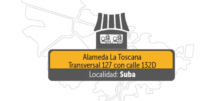 Alameda La Toscana (Transversal 127 con calle 132D), en la localidad de Suba