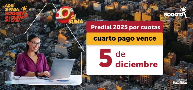 Imagen con anuncio del vencimiento de la cuarta y última cuota de predial