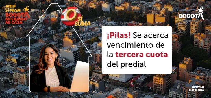 Imagen que alerta del vencimiento de la tercera cuota de predial