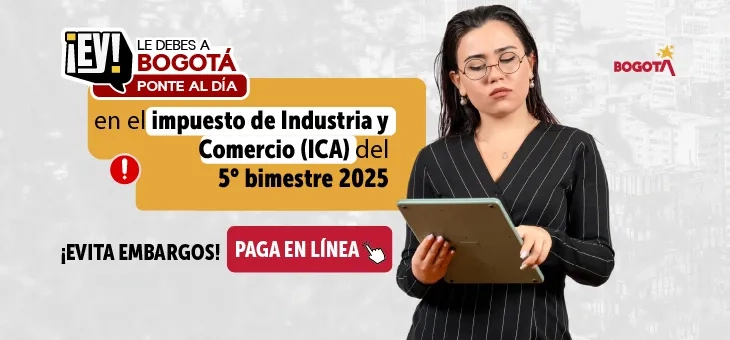 Imagen de llamado a la declaración y pago de ICA 5to bimestre