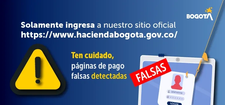 Imagen de alerta sobre páginas falsas