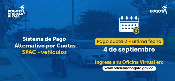 Invitación a pagar la segunda cuota del impuesto de vehículos.